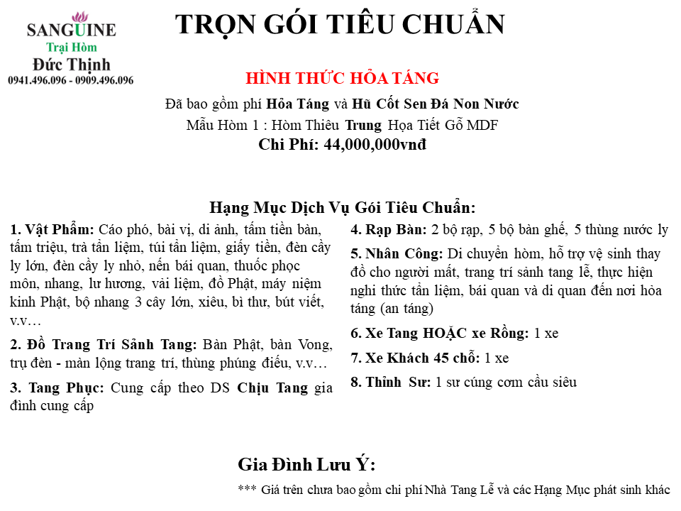 Gói hỏa táng tiêu chuẩn được cung cấp bởi các đơn vị uy tín, đảm bảo chất lượng và tiết kiệm chi phí. Hãy xem những hình ảnh này để hiểu rõ hơn về quy trình và tiện ích của gói hỏa táng, giúp bạn và gia đình có sự lựa chọn chỉn chu về sự an nghỉ cuối cùng.